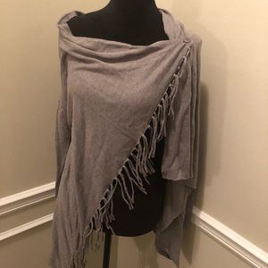Gray fringed shawl